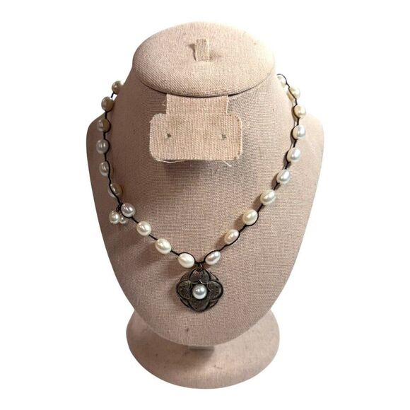 SILPADA Sterling Silver Freshwater Pearl Rhyannon Pendant Necklace N2327 - 17" - Picture 1 of 9